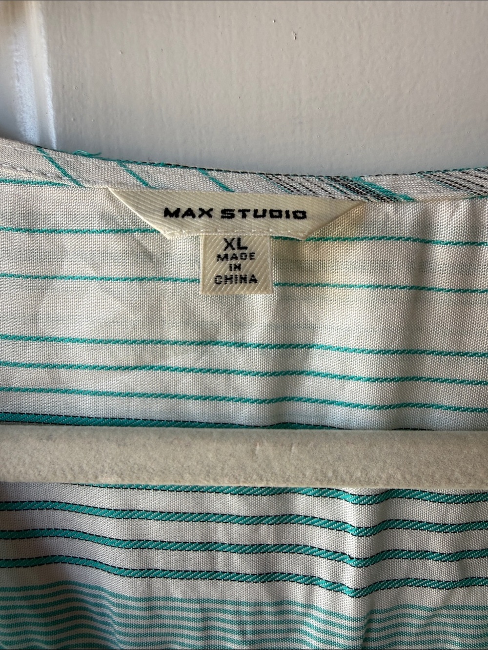 Max Studio Light Aqua Striped Women's Wrap-Front Top - Picture 2 of 6